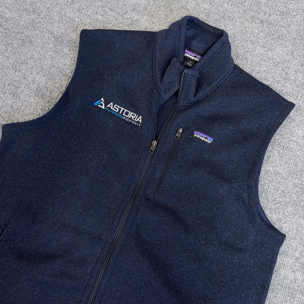 Patagonia Better Sweater Vest Men XL Navy Blue Full Zip Fleece Jacket *LOGO*